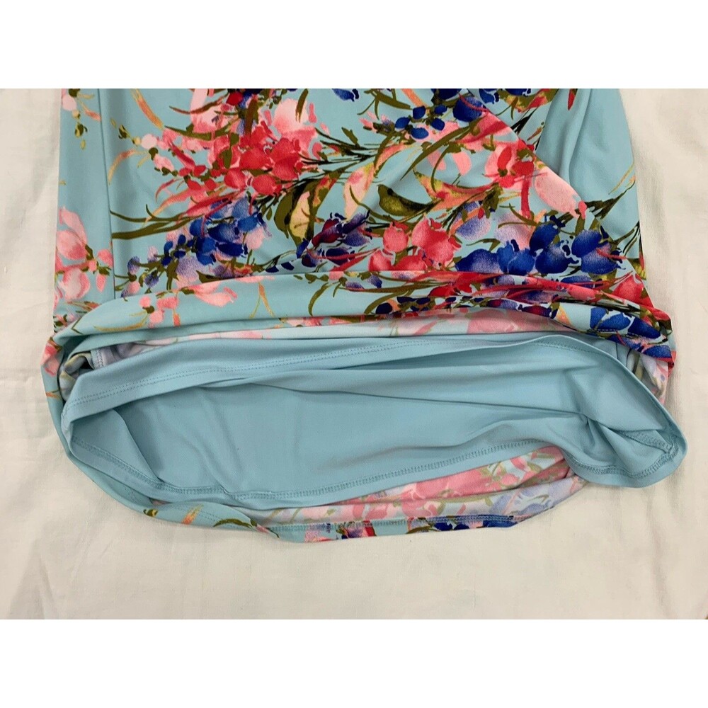 Jones New York Colorful Floral Ruched Knit Dress Size 12 Cottage Romantic Travel - Picture 12 of 15